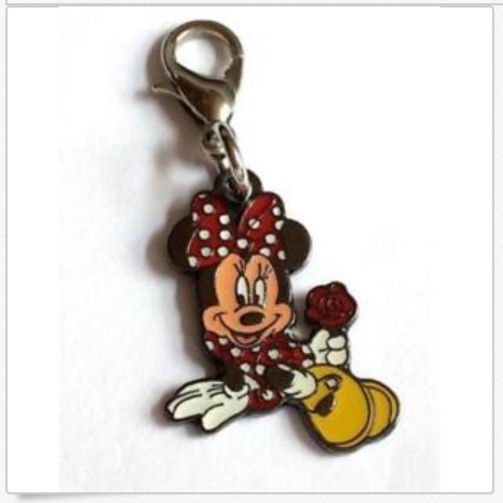 Vintage Disney Minnie Mouse Charm Zipper Pull Polka Dots Purse Charm Signed